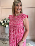 Load image into Gallery viewer, Ditsy Print Dress - Fuchia One Size