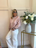 Load image into Gallery viewer, Dotty Zipped Top - Pink/Brown - Wardrobe By Simone