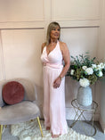 Load image into Gallery viewer, Halter Neck Soft Shimmer Jumpsuit - Soft Pink - Wardrobe By Simone
