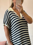 Load image into Gallery viewer, Striped Long Knitted Dress- Cream/Navy - Wardrobe By Simone
