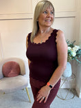 Load image into Gallery viewer, Scalloped Edged Vest Top - Plum