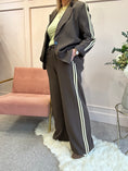 Load image into Gallery viewer, Blazer With Yellow Stripe &Trouser Set -Chocolate - Wardrobe By Simone