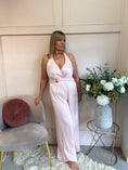 Load image into Gallery viewer, Halter Neck Soft Shimmer Jumpsuit - Soft Pink - Wardrobe By Simone