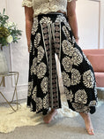 Load image into Gallery viewer, Wide Patterned Culottes Pant - Black/Cream - Wardrobe By Simone