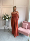 Load image into Gallery viewer, Elasticated Bodice & Wide Leg Jumpsuit - Rust