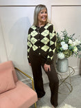 Load image into Gallery viewer, Diamond Pattern Cardigan - Brown/Yellow