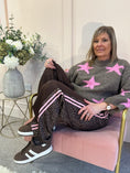 Load image into Gallery viewer, Quirky Side Striped Lounge Pant - Brown/Pink - Wardrobe By Simone