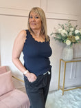 Load image into Gallery viewer, Scalloped Edged Vest Top - Navy - Wardrobe By Simone