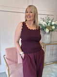 Load image into Gallery viewer, Scalloped Edged Vest Top - Damson - Wardrobe By Simone