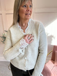 Load image into Gallery viewer, Lace Detail V Cardigan - Beige - Wardrobe By Simone
