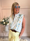 Load image into Gallery viewer, Flower Waistcoat-Cream/Blue One Size