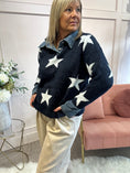 Load image into Gallery viewer, Stars & Denim Collar Jumper - Navy/White