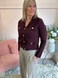 Load image into Gallery viewer, Stylish Gold Button Cardi/Jacket - Burgundy
