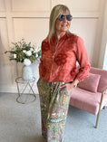 Load image into Gallery viewer, Embossed Floral Zip Jacket - Rust