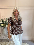 Load image into Gallery viewer, Spotty Collared Shirt Blouse - Brown/White - Wardrobe By Simone