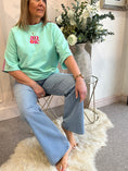 Load image into Gallery viewer, Amore Sweatshirt Jumper - Mint/Fuchsia - Wardrobe By Simone
