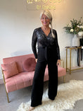 Load image into Gallery viewer, Touch Of Sliver Glam Jumpsuit - Black/Silver