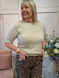 Load image into Gallery viewer, Fluted Edge Short Sleeve Jumper - Latte - Wardrobe By Simone