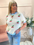 Load image into Gallery viewer, Cute Cherry Knit Jumper - Cream/Blue - Wardrobe By Simone