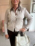 Load image into Gallery viewer, Brown Collared Cardigan- Cream