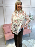 Load image into Gallery viewer, Pearl Button Embroidered Shirt - Pink/Cream - Wardrobe By Simone