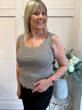 Load image into Gallery viewer, Scalloped Edged Vest Top - Taupe