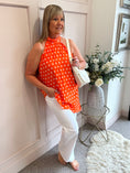 Load image into Gallery viewer, Polka Dot Halter Neck Top - Orange/White - Wardrobe By Simone