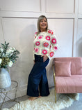 Load image into Gallery viewer, Crochet Scallop Edge Jumper - Cream/Fuchsia - Wardrobe By Simone