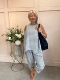 Load image into Gallery viewer, Floaty Sleeveless Top Gingham - Grey/Blue One Size