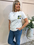 Load image into Gallery viewer, Crochet Pocket T-Shirt - White/Yellow - Wardrobe By Simone