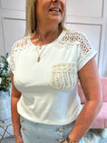 Load image into Gallery viewer, Pearl & Sparkle With Lace T Shirt - White - Wardrobe By Simone