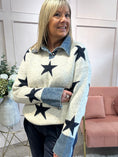 Load image into Gallery viewer, Stars & Denim Collar Jumper - Cream/Navy