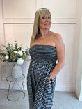 Load image into Gallery viewer, Elasticated Bodice Gingham Jumpsuit - Black/White One Size