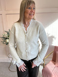 Load image into Gallery viewer, Lace Detail V Cardigan - Beige - Wardrobe By Simone