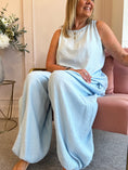 Load image into Gallery viewer, Crinkle Asymmetric Vest Top - Pale Blue