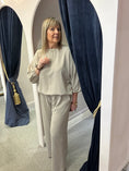 Load image into Gallery viewer, Pinstriped Batwing Top & Pant Set - Taupe/Brown - Wardrobe By Simone
