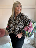 Load image into Gallery viewer, Floral Embroidered Leopard Shirt - Black/Brown