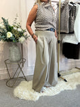 Load image into Gallery viewer, Wide Leg Pin tuck Front Trouser - Oatmeal