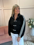 Load image into Gallery viewer, Sporty Vibe Zip & Toggle Jacket - Black/White - Wardrobe By Simone