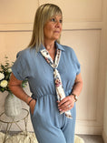 Load image into Gallery viewer, Collared With A Tie Jumpsuit - Denim Blue - Wardrobe By Simone