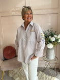 Load image into Gallery viewer, Sunflower Embroidered Detail Shirt - Beige/White - Wardrobe By Simone