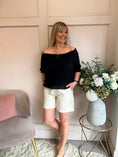 Load image into Gallery viewer, Off Shoulder Ruched Edge Top - Navy - Wardrobe By Simone