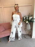 Load image into Gallery viewer, Floral Embroidered Detailed Jumpsuit - Cream/Black - Wardrobe By Simone