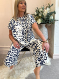 Load image into Gallery viewer, Leopard Short Sleeved Top - Navy/Cream - Wardrobe By Simone