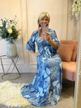 Load image into Gallery viewer, Tropical Leaf Maxi Dress - Blues - Wardrobe By Simone