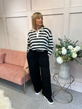 Load image into Gallery viewer, Striped Rugby Shirt Top - Black/White - Wardrobe By Simone