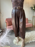 Load image into Gallery viewer, Faux Leather Wide Leg Trouser - Brown