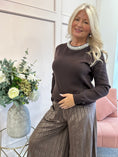 Load image into Gallery viewer, Sparkle & Pearl Jumper - Chocolate Brown