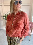 Load image into Gallery viewer, Embossed Floral Zip Jacket - Rust