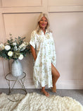 Load image into Gallery viewer, Flowers Embroidered & Gems Maxi Shirt - White